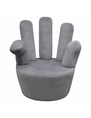 Fauteuil gris velours en forme de main fauteuil de salon