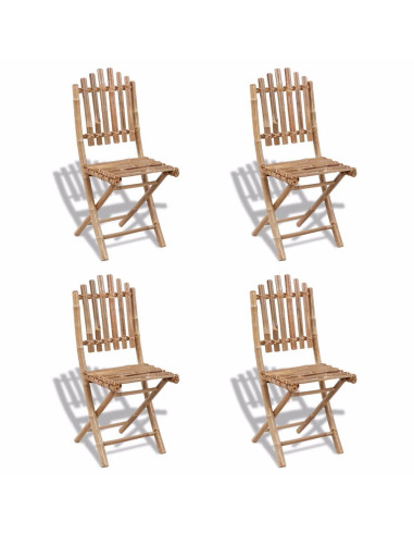 Lot de 4 chaises pliables en bambou chaise de jardin bois
