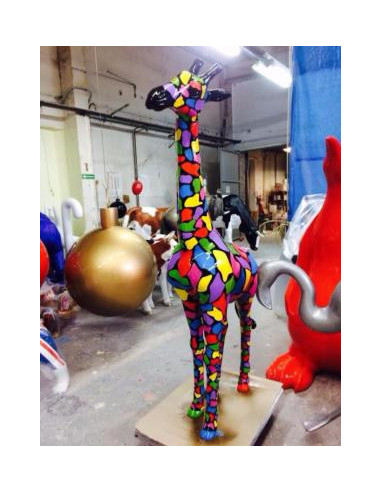 Girafe en résine arlequin intérieur extérieur décoration