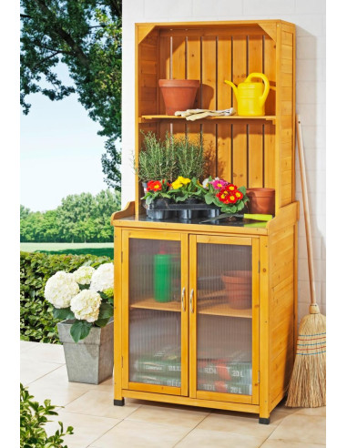 Relaxdays armoire de jardin en bois extérieur - armoire à outils jardin -  étagères de