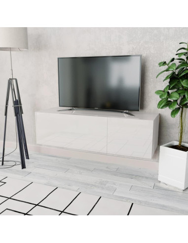 Meuble TV design meuble tv blanc brillant suspendu
