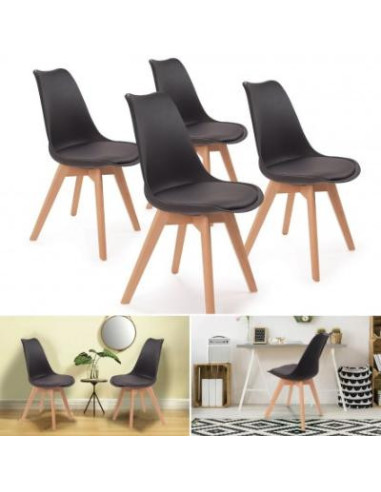 4 chaises noires design scandinave chaise salle à manger