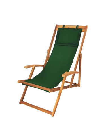 Chaise longue relax verte en acacia massif Bain de soleilise lo
