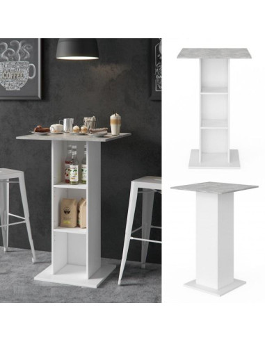 Table de bar blanc et gris béton table haute de cuisine