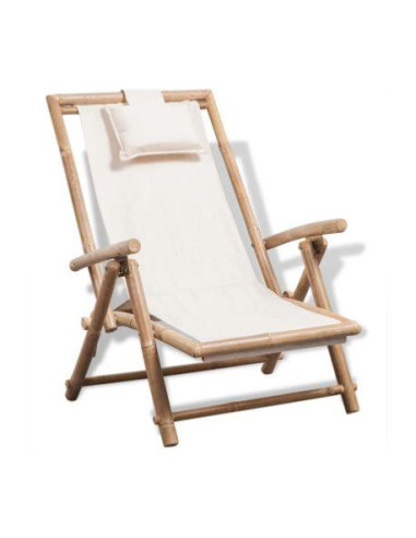 Chaise relaxation en bambou réglable 4 positions naturel