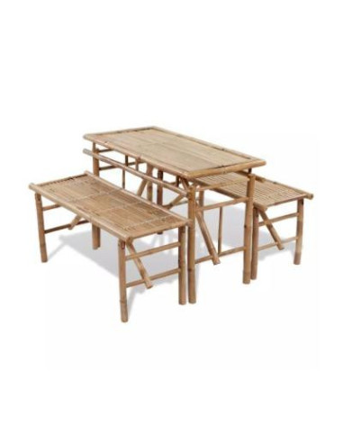 Table et banc en bambou pliable table de jardin en bambou