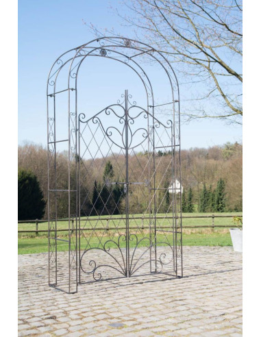 Arche jardin avec portillon en métal couleur bronze Arche de jardin métal Arc