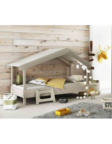 Lit montessori gris pour enfant 90x200 cm lit cabane