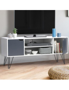 Meuble bas de télévision Falefa 06, couleur : blanc - 51 x 159 x