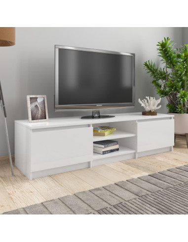 Meuble TV blanc brillant meuble télévision avec rangement