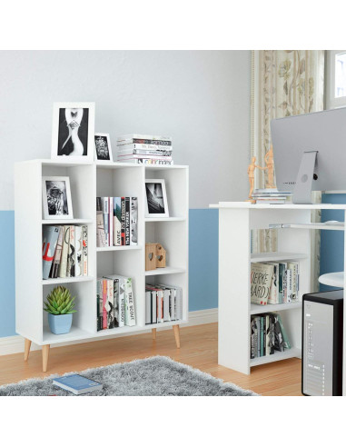 Bibliothèque scandinave étagères salon meuble rangement