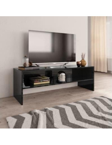 Meuble TV spacieux 142 cm noir brillant meuble télévision