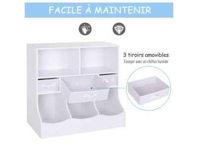 Meuble rangement enfant blanc avec 8 espaces 5 casiers - Ciel & terre