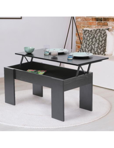 Table basse noir avec plateau relevable table salon design