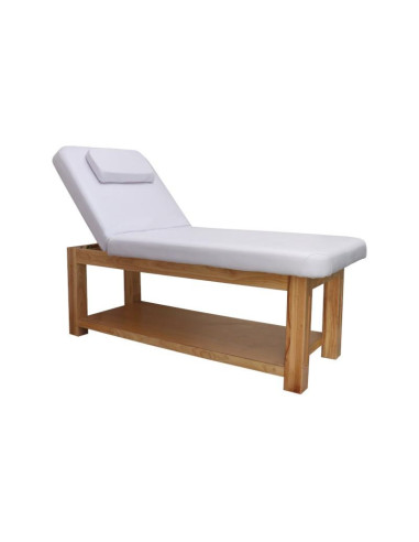 Table de massage blanche solide structure bois clair table massage bois massif cielterre-commerce
