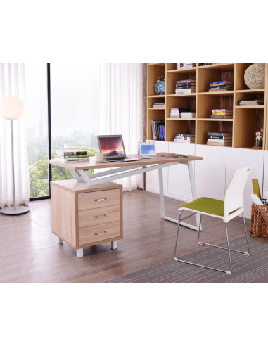 Bureau design tendance blanc et chêne cielterre-commerce