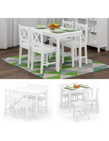 Ensemble de salle à manger 4 chaises + tables blanc cielterre-commerce