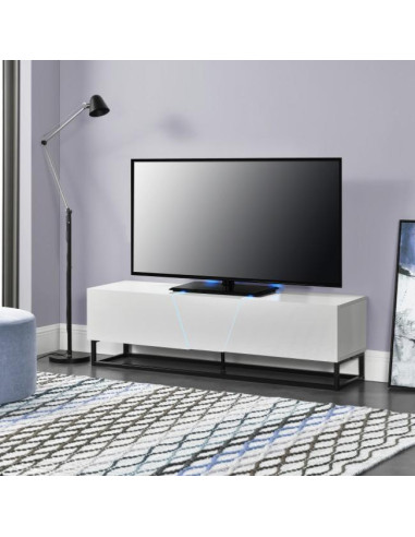 Meuble TV industriel blanc LED cielterre-commerce