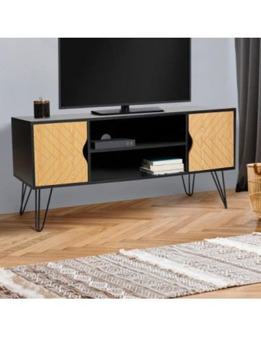Meuble TV rétro bicolore graphique meuble TV vintage