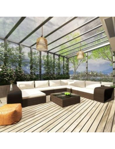 Salon jardin luxe résine tressée design brun Canapé jardin