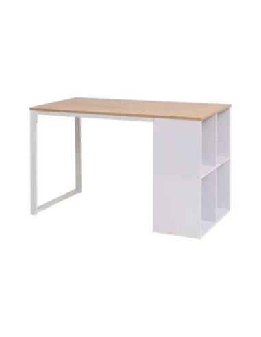 Bureau blanc et chêne tendance avec rangements table PC