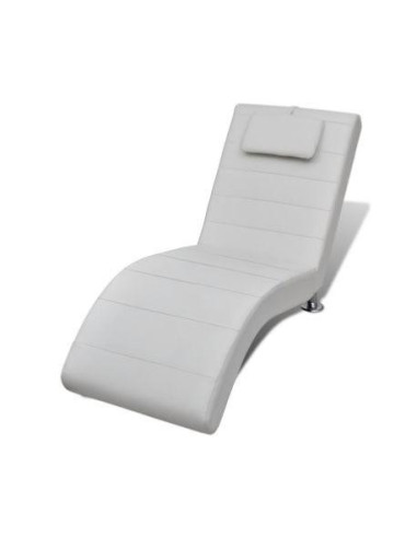 Chaise longue relaxation blanc pied design fauteuil salon