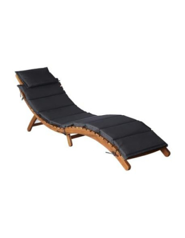 Chaise longue bois d'acacia massif pliable transportable