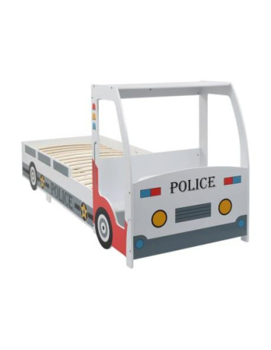 Lit enfant 90x200 cm camion de police avec bureau 90x200