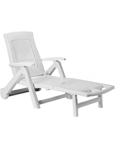 Chaise longue en PVC blanc Bain de soleil transat PVC