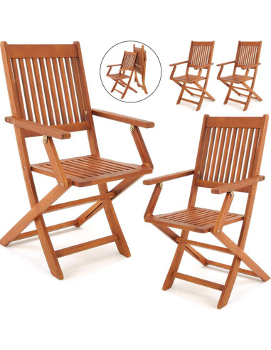 Lot de 4 chaises pliables en acacia FSC chaise de jardin
