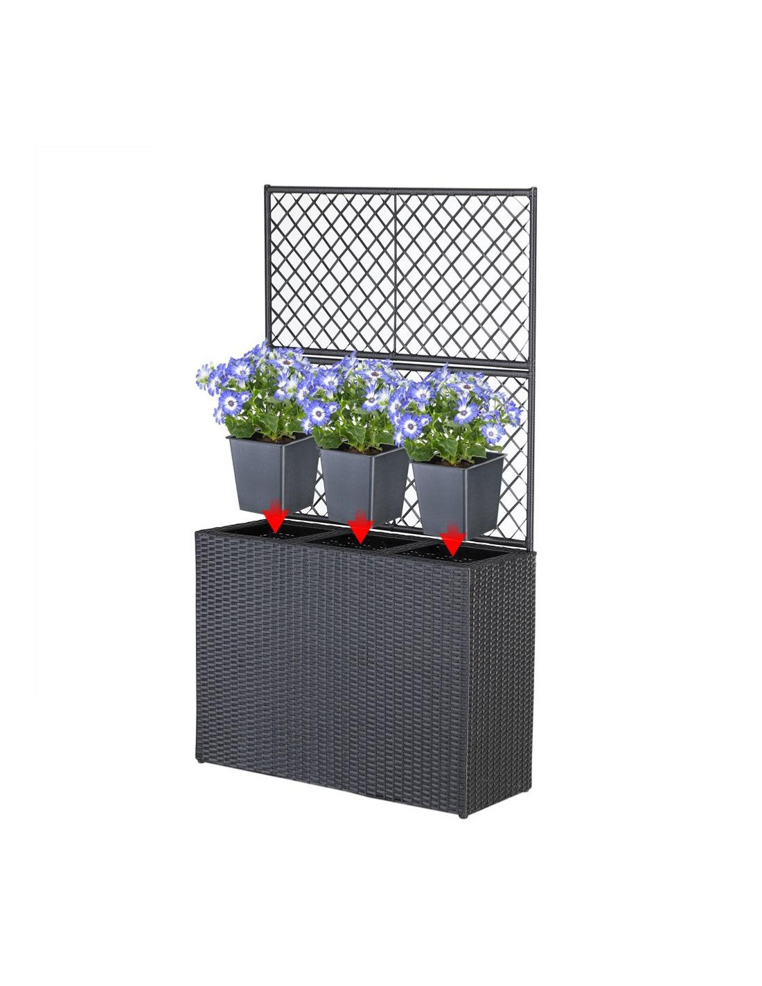 Pots de fleurs Jardinière murale en résine Jardinière suspendue en  plastique Jardinière Pot de plantes avec crochet (Marron Noir) 