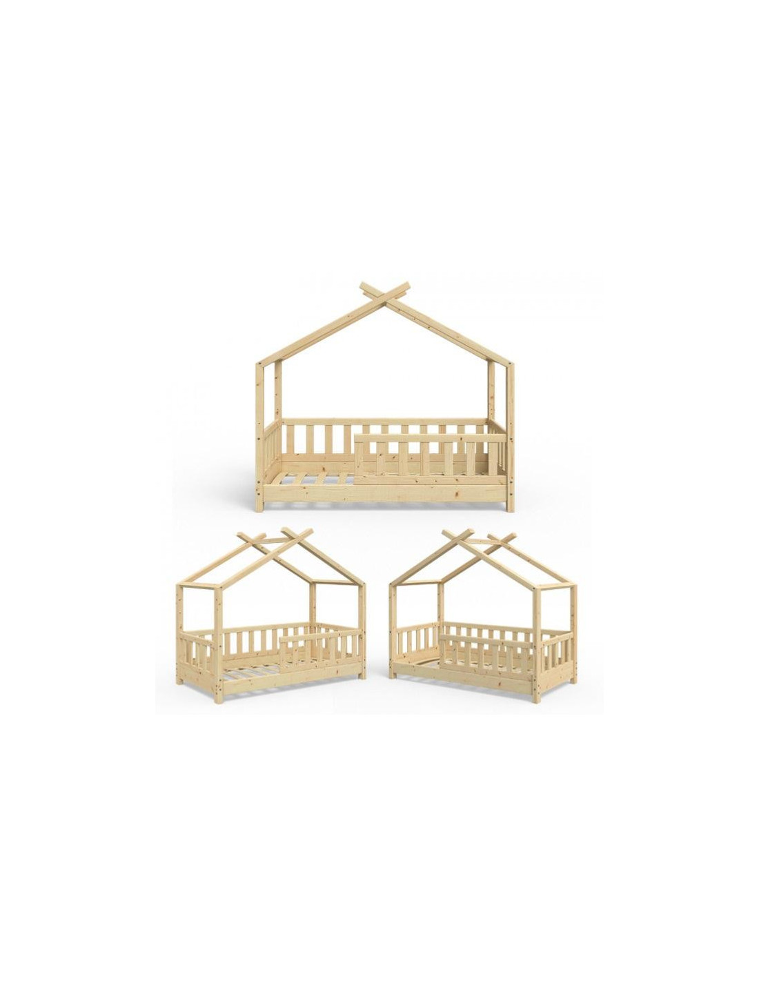 Lit montessori cabane pour enfant 70x140 cm naturel tipi - Ciel