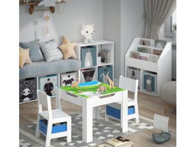 Ensemble table et chaises enfants avec 4 caisses jouets - Ciel & terre