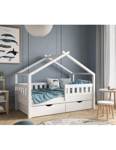 Lit montessori cabane pour enfant 80x160 cm blanc lit tipi