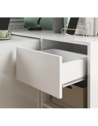 Bureau blanc extensible bureau 1 tiroir bureau rangement - Ciel & terre
