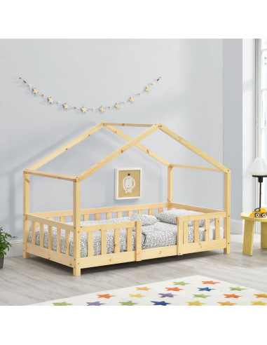 Lit montessori lit enfant 70x140 cm avec barrières tipi