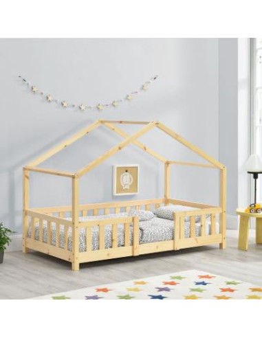 Lit montessori lit enfant 80x160 cm avec barrières tipi