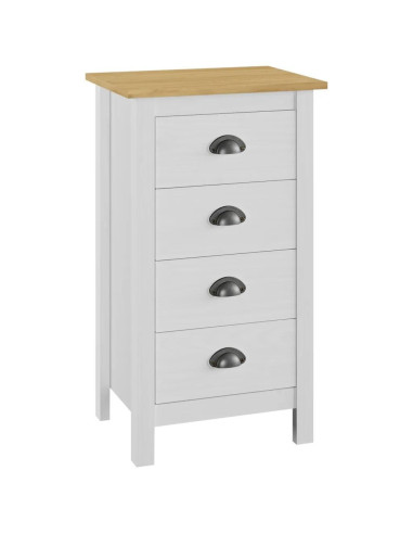 Commode 5 tiroirs commode blanche en bois pin massif