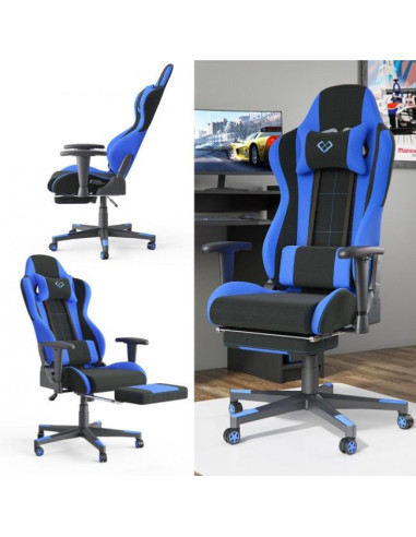 Chaise gamer multipositions noir et bleu chaise gaming