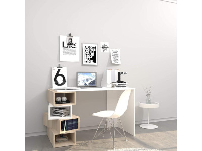Bureau design blanc avec organisateur et rangements - Vox Design