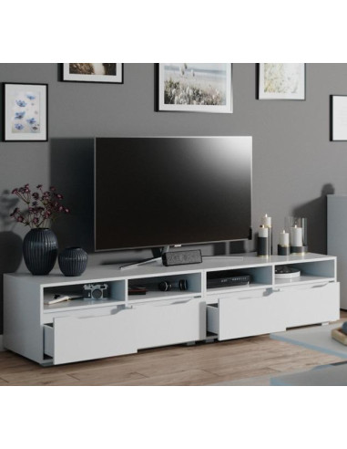 Meuble TV blanc avec rangement banc TV meuble télévision