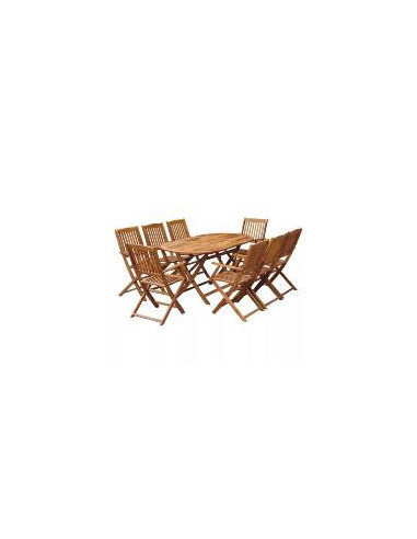 Salon jardin en acacia 8 chaises 1 table cielterre-commerce