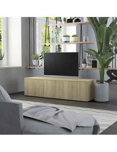 Meuble TV chêne 120 cm meuble télévision 3 tiroirs meuble télé moderne