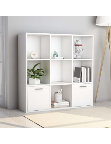 Bibliothèque 9 compartiments blanc meuble rangement