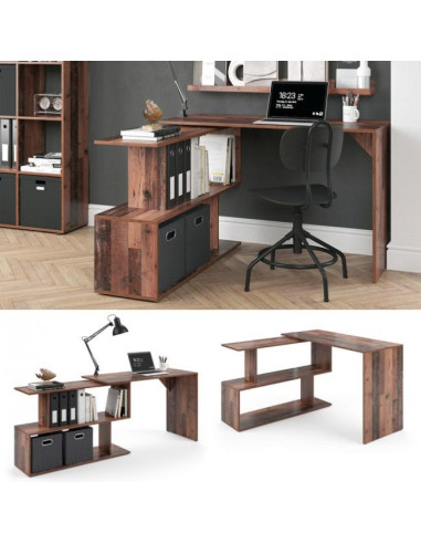 Bureau moderne rotatif 2 positions vieux bois bureau angle