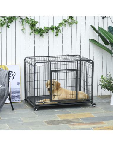 Cage gris chien cage mobile pratique pliable poids lourd