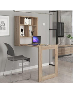 Bureau scandinave avec rangements en bambou spacieux - Ciel & terre