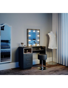 Coiffeuse épurée étagères et miroir blanc chêne Coiffeuse moderne - Ciel &  terre