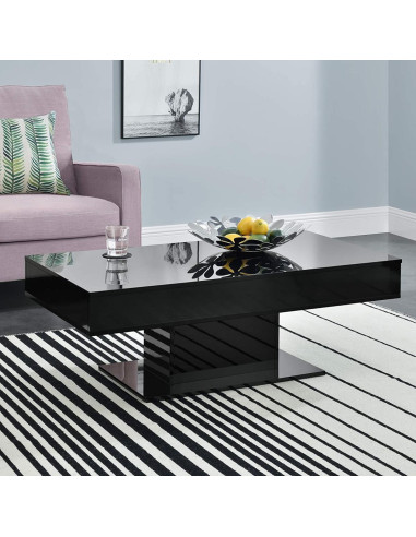 Table basse plateau coulissant noir brillant table salon