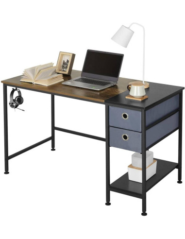 Poubelle de bureau en inox et similicuir brun 9 L